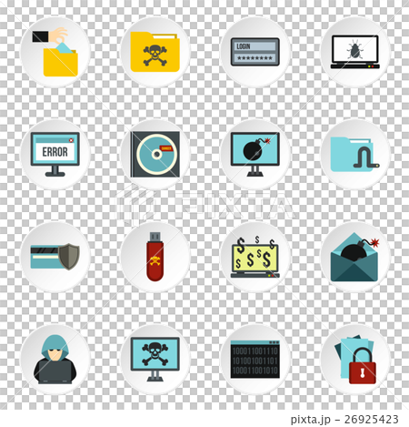 Hacking icons set, flat style 26925423
