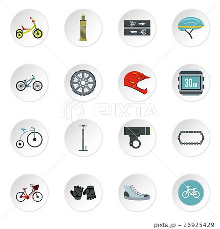Bicycling icons set, flat style Bicycling icons set, flat style 26925429