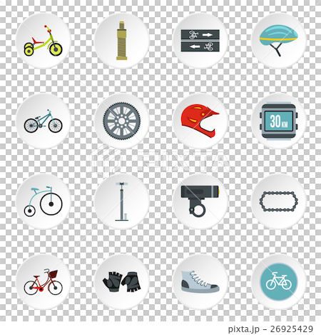 Bicycling icons set, flat style Bicycling icons set, flat style 26925429