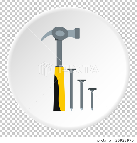 Hammer and nails icon, flat style 26925979