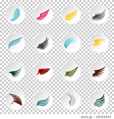 Wing icons set, flat style - Stock Illustration [26926041] - PIXTA