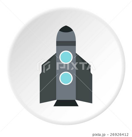 Winged rocket icon, flat style 26926412