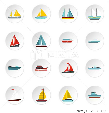 Ship and boat icons set, flat style 26926427