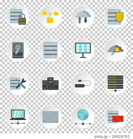 Database icons set, flat style 26926781