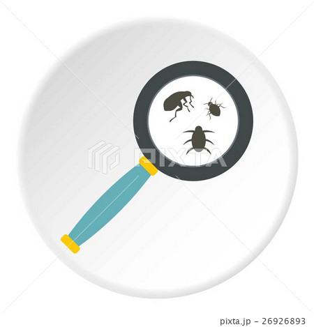 Magnifier and insects icon, flat style 26926893