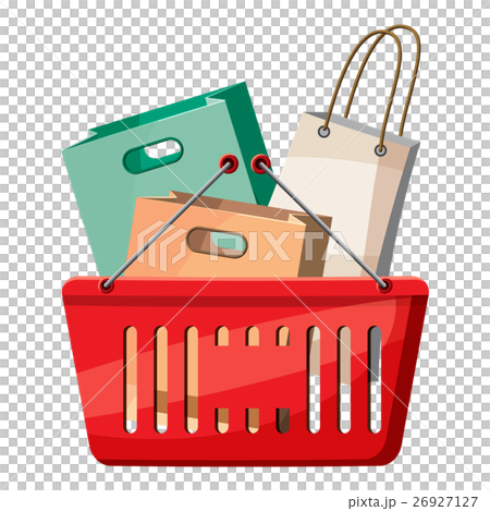 Basket of shopping bags icon, cartoon style 26927127