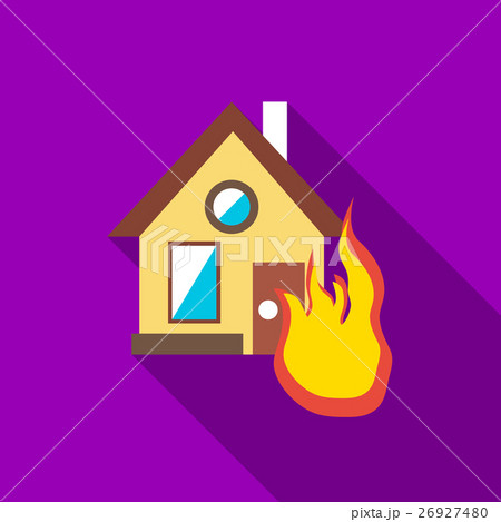 Protect home from fire icon, flat style 26927480