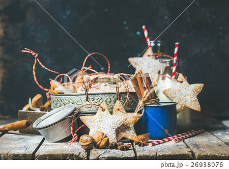 Christmas star shaped cookies, decoration rope 26938076