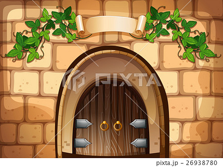 Castel Door With Vine Over Itのイラスト素材