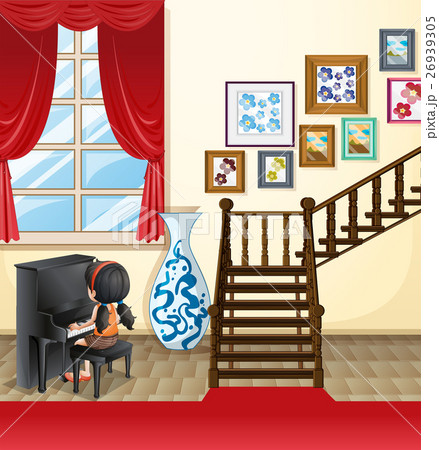 Girl playing piano in the house Girl playing piano in the house 26939305