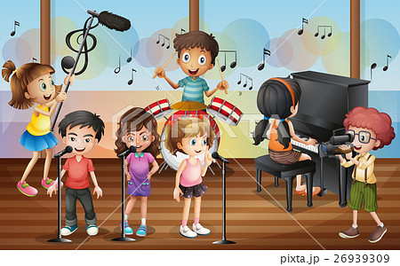 Boy shooting friends singing in the concert 26939309