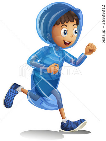 Boy in raincoat running 26939312