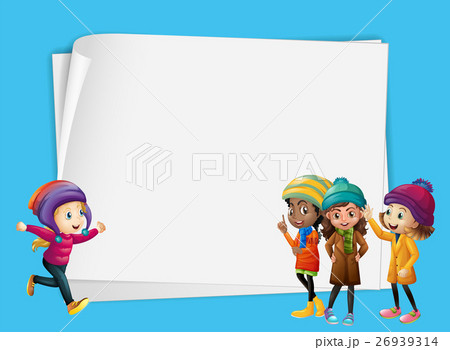 Border template with kids in winter clothes 26939314