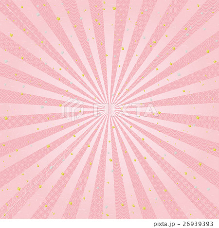 桜色 新春セール 放射状 金銀ちりばめた和風背景 桜色 新春セール 放射状 金銀ちりばめた和風背景 26939393