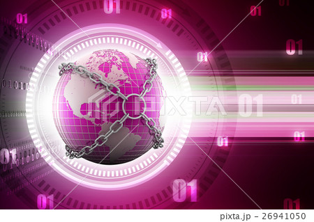 Earth globe close in chain 26941050