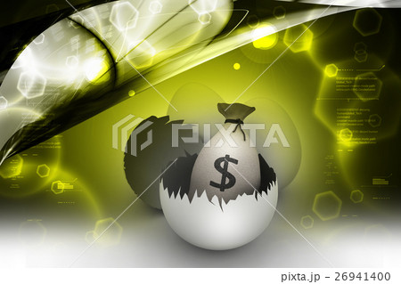 Money Bag In Egg Shellのイラスト素材