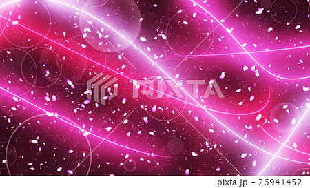 桜吹雪と光のラインのイラスト素材