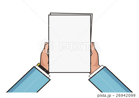 Two hands holding white blank sheet. Two hands holding white blank sheet. 26942099