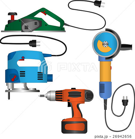 Coloured vector set of power tools with wires 26942656