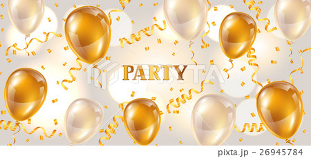 Celebration party banner with golden balloons and Celebration party banner with golden balloons and 26945784