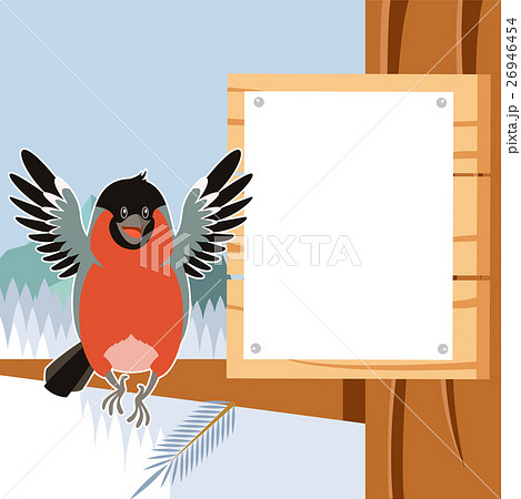 Happy Bullfinch on the Tree winter flat background Happy Bullfinch on the Tree winter flat background 26946454