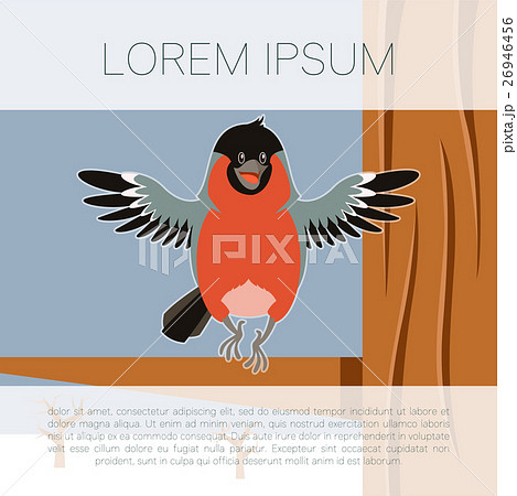 Happy Bullfinch on the Tree winter flat background 26946456