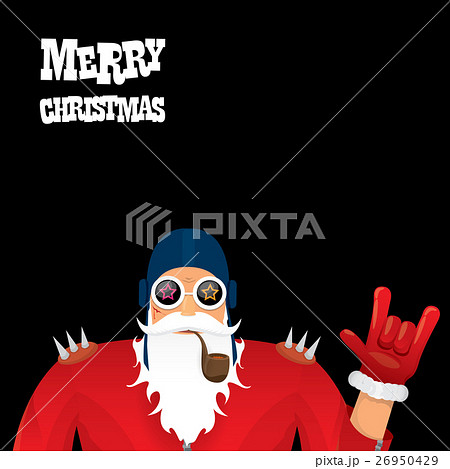 vector biker santa claus with smoking pipe. 26950429