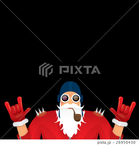 vector biker santa claus with smoking pipe. 26950430