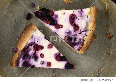 slices of cake with cream cheese with blueberries slices of cake with cream cheese with blueberries 26950457