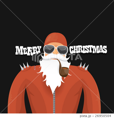 vector biker santa claus with smoking pipe. 26950504