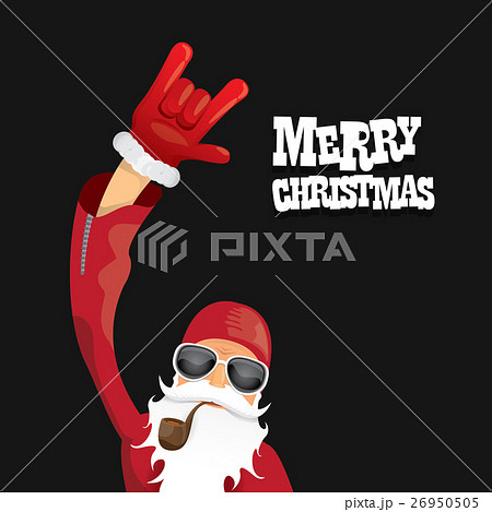 vector biker santa claus with smoking pipe. 26950505