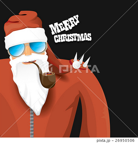 vector biker santa claus with smoking pipe. 26950506