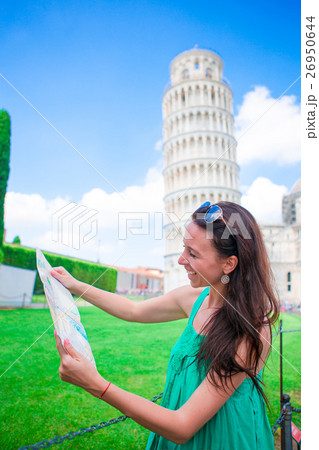 Young happy girl with toristic map on travel to 26950644