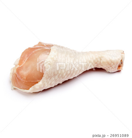 Raw chicken leg on a white background 26951089