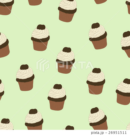 Seamless pattern with hand drawn cupcakes. Seamless pattern with hand drawn cupcakes. 26951511