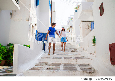 Family vacation in Europe. Happy couple at street 26952945