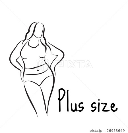 Derive forbandelse renhed Plus size model woman sketch. Hand drawing styleのイラスト素材 [26953649] - PIXTA