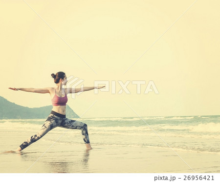 Yoga Exercise Stretching Meditation Concentration Summer Concept Yoga Exercise Stretching Meditation Concentration Summer Concept 26956421