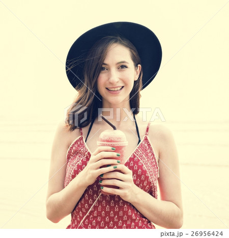 Girl Beach Summer Holiday Vacation Relaxation Concept Girl Beach Summer Holiday Vacation Relaxation Concept 26956424