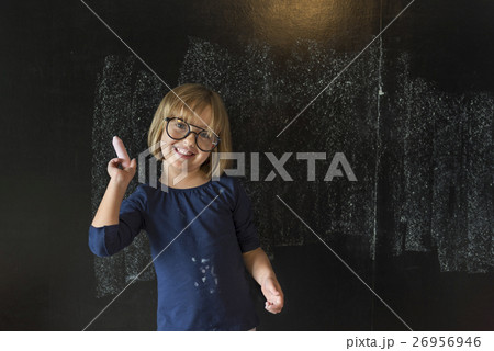 Little Girl Education Blackboard Concept Little Girl Education Blackboard Concept 26956946
