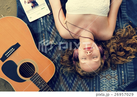 Beach Summer Holiday Vacation Traveling Relaxation Concept Beach Summer Holiday Vacation Traveling Relaxation Concept 26957029