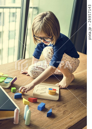 Little Girl Playing Toys Concept Little Girl Playing Toys Concept 26957143