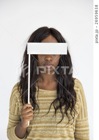 African Descent Woman Covering Eyes Concept 26959638