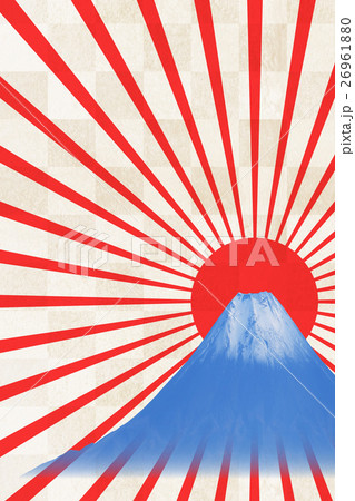 和紙と富士山とご来光-縦 26961880