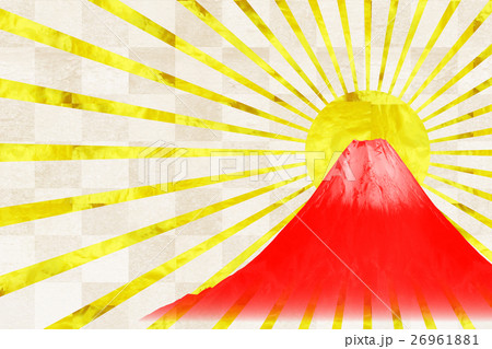 金箔と赤富士とご来光-横 26961881