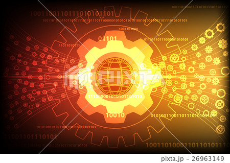 Gear wheel transform on orange background Gear wheel transform on orange background 26963149