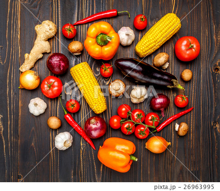 vegetables on wooden background vegetables on wooden background 26963995