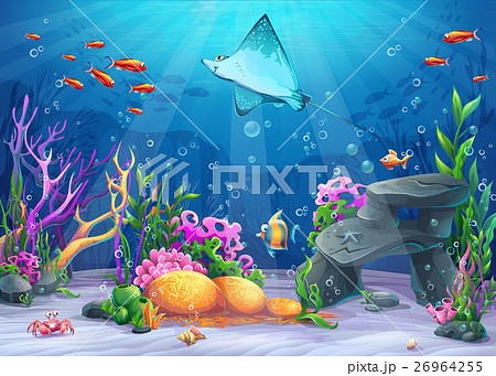 Vector Cartoon Illustration Underseaのイラスト素材