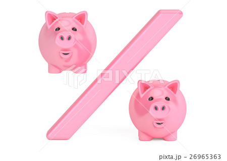 piggy bank percent concept, 3D rendering piggy bank percent concept, 3D rendering 26965363