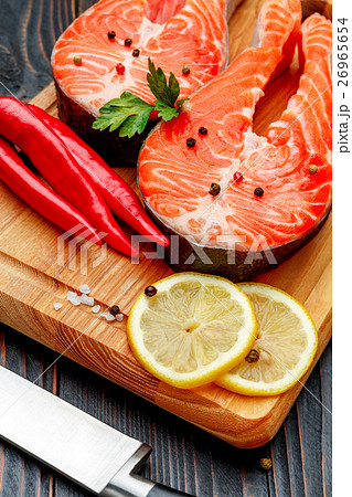 Fresh Raw Salmon Red Fish Steak 26965654